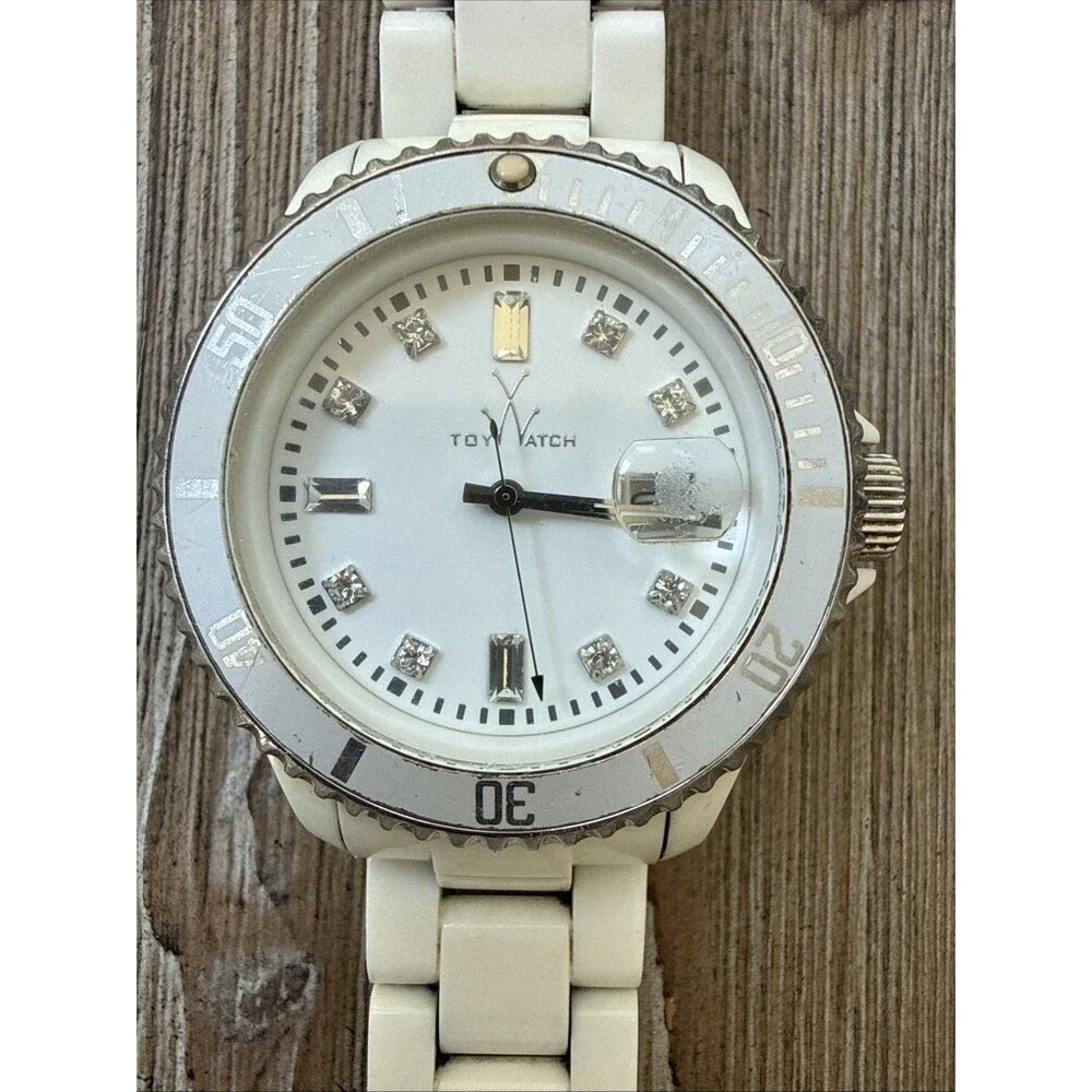 ToyWatch Women's White Ceramic Bracelet Quartz Analog Watch Non Working